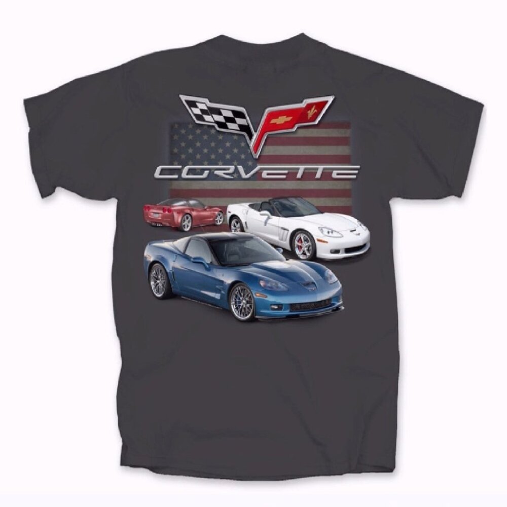 Chevy Chevrolet Corvette C6 U.S. Flag Short Sleeve T-Shirt NEW Fast Ship